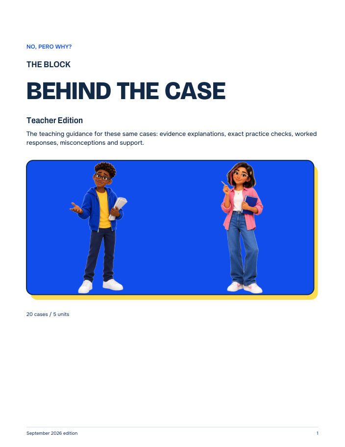 Behind the Case, The Block Teacher Edition cover.