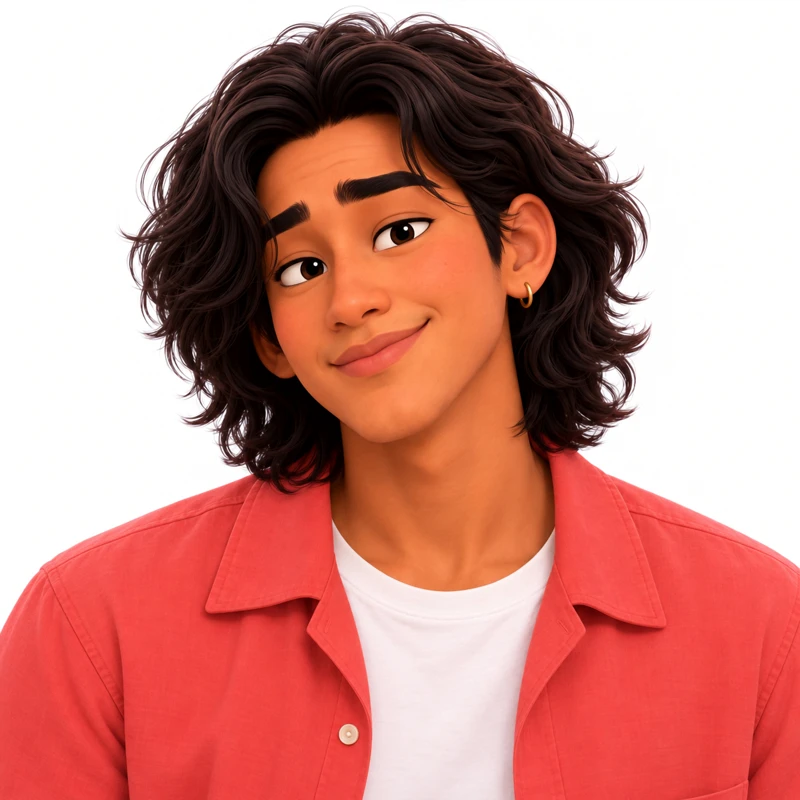 Portrait of Caio, with the same features and styling as the Common Room films.