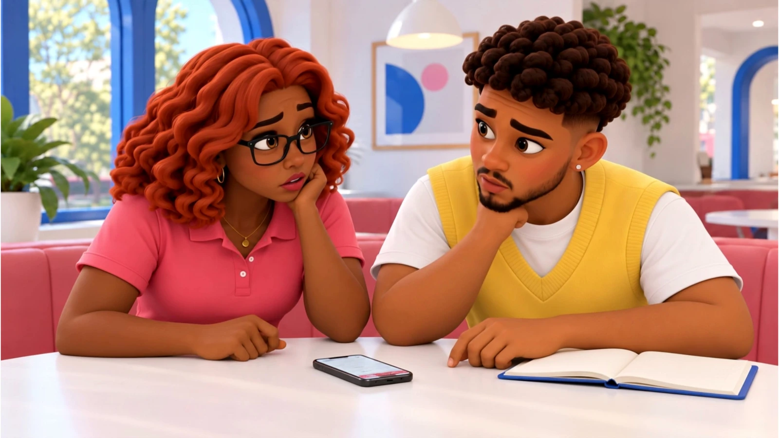 Gia and Mateo pause over a message that could change tonight’s plans.