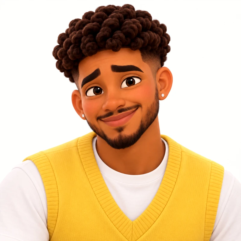 Portrait of Mateo, with the same features and styling as the Common Room films.