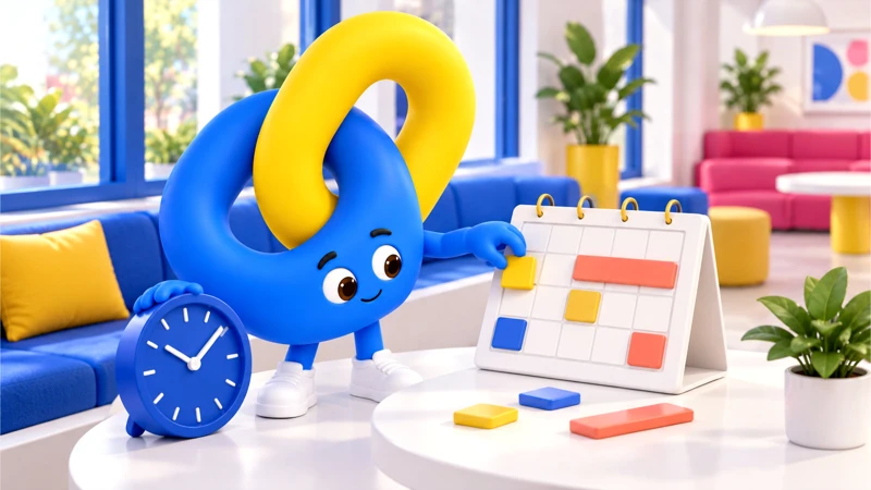 Nexo moves a meeting tile to an open calendar space beside a clock.