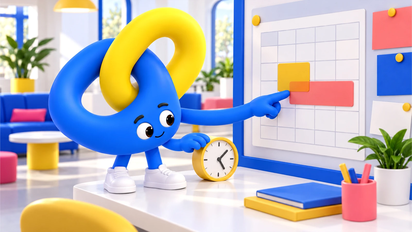 Nexo checks a meeting tile against a work-shift bar and clock.