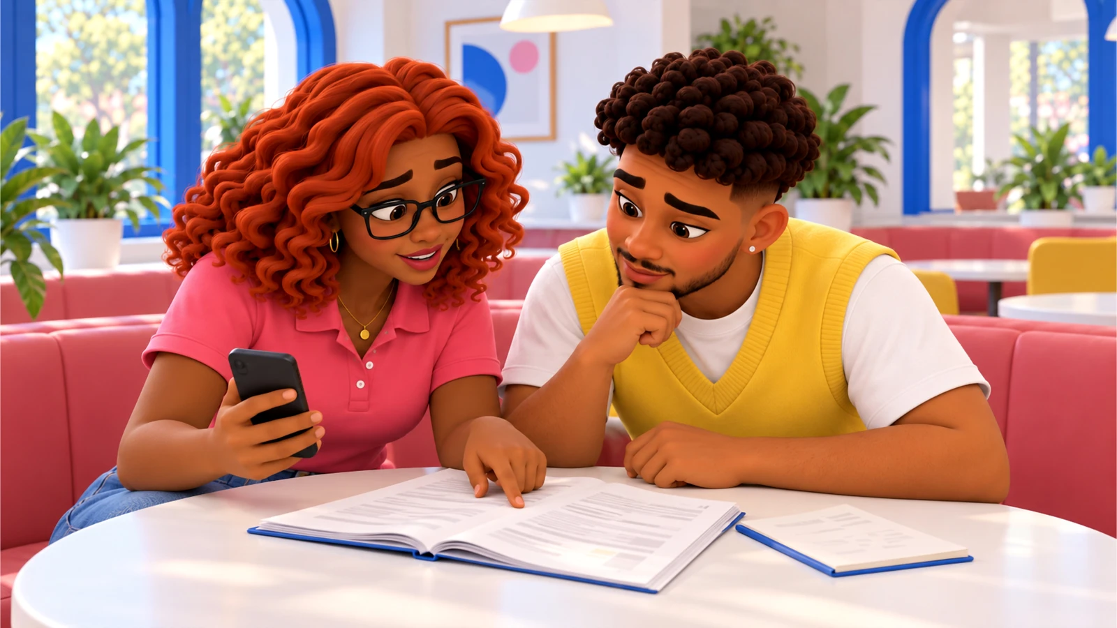 Gia and Mateo compare a phone clip with an open meeting transcript.
